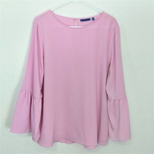 APT. 9 Solid Pastel Pink Long Bell Sleeve Blouse